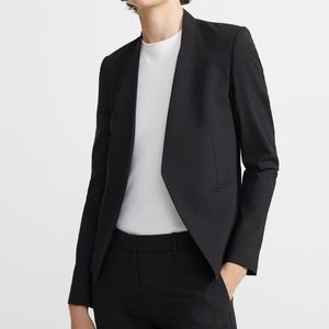 Theory Open Blazer in Stretch Wool, Black, Size 10